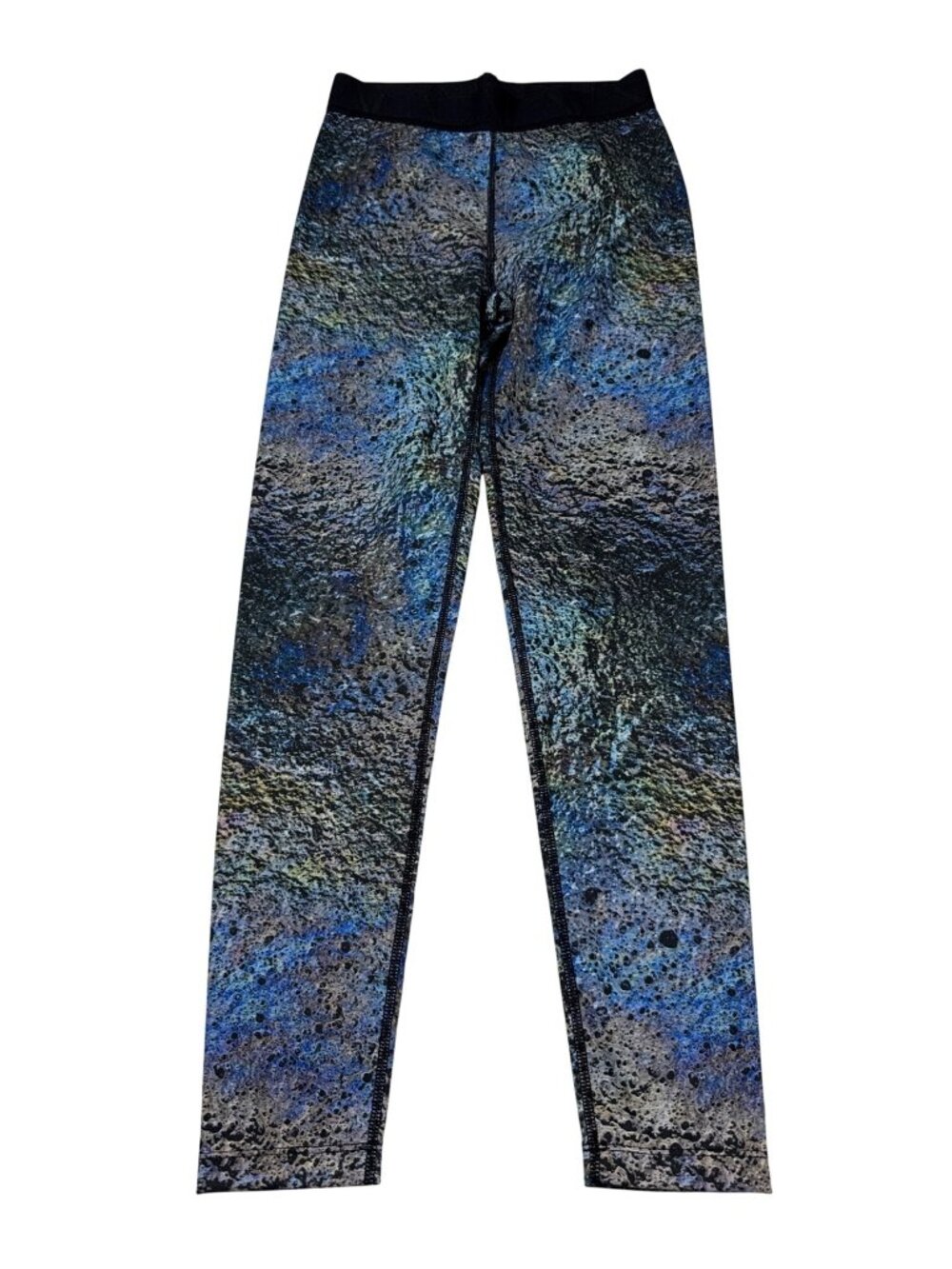 Alala Womens Printed Leggings Small Textured Blue/Black gasoline print  (ii709)